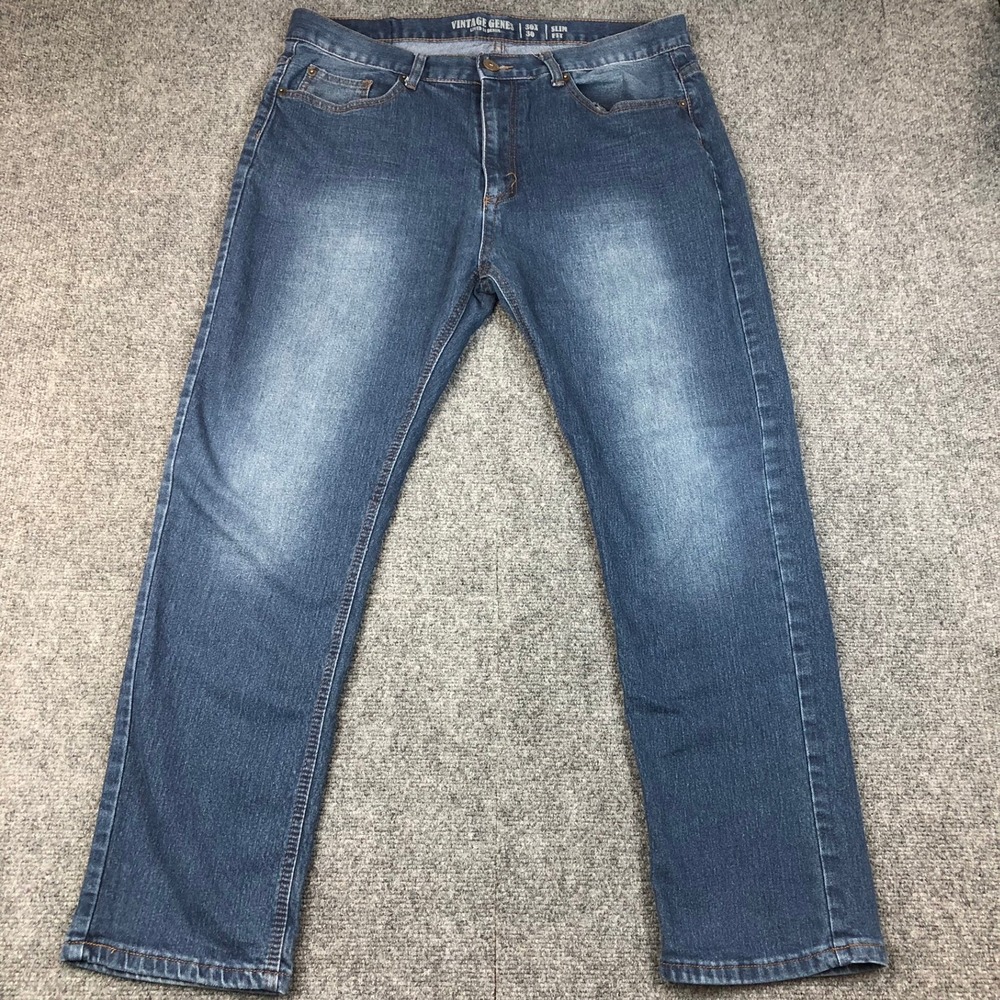 VINTAGE GENES Lived in Denim Slim Fit Jeans Mens 36x30 Blue Wash